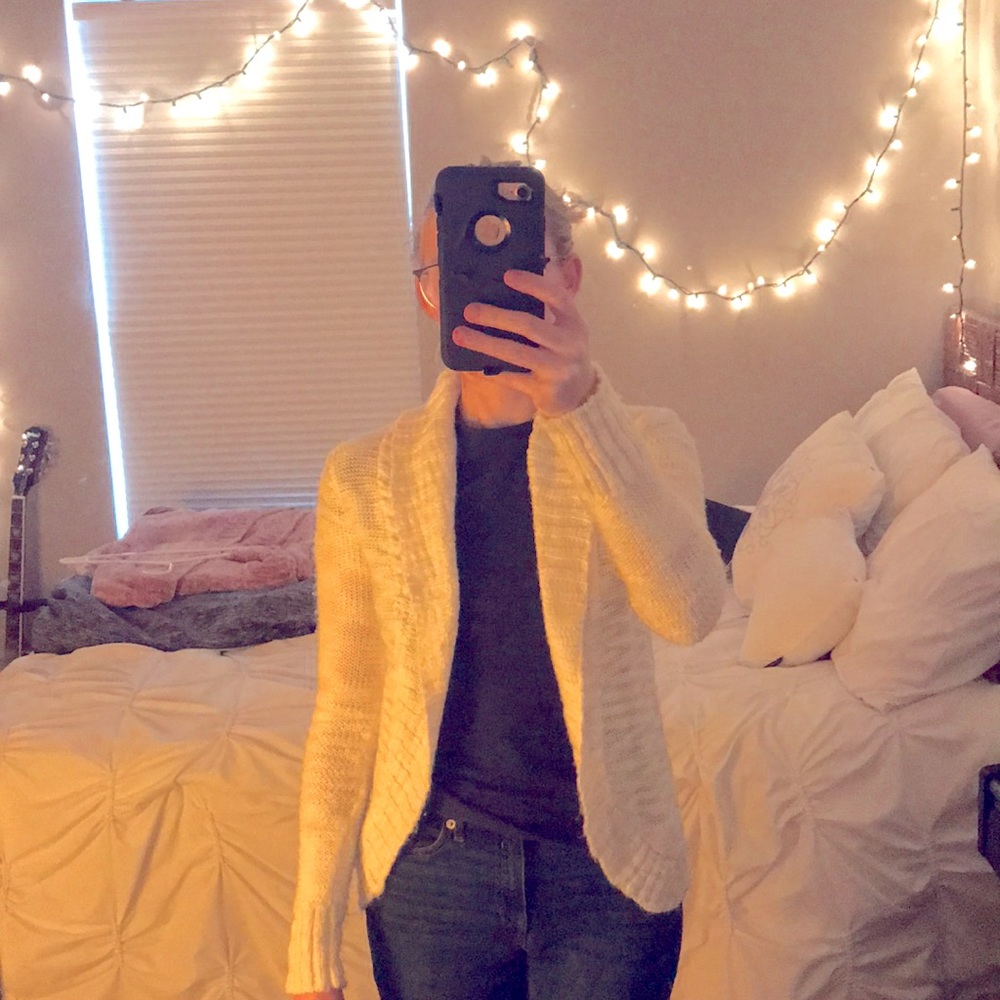 White cardigan
